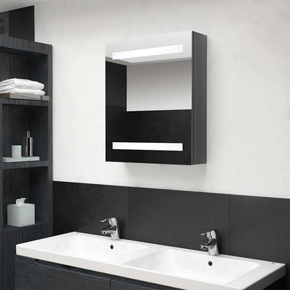 vidaXL LED Bathroom Mirror Cabinet Shining Grey 50x14x60 cm