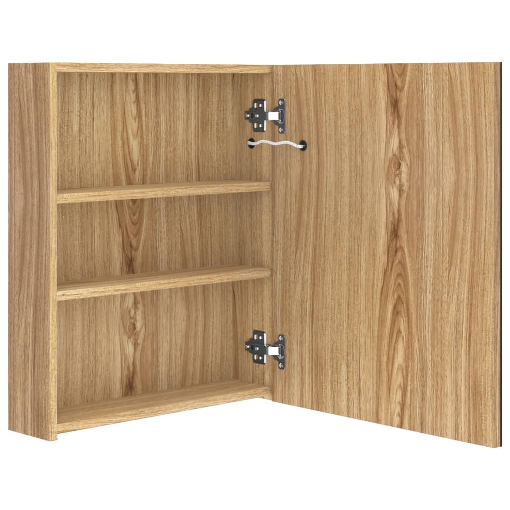 vidaXL LED Bathroom Mirror Cabinet Oak 50x14x60 cm