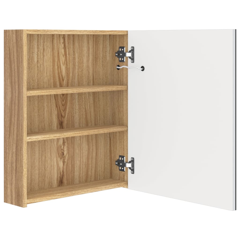vidaXL LED Bathroom Mirror Cabinet White and Oak 50x14x60 cm