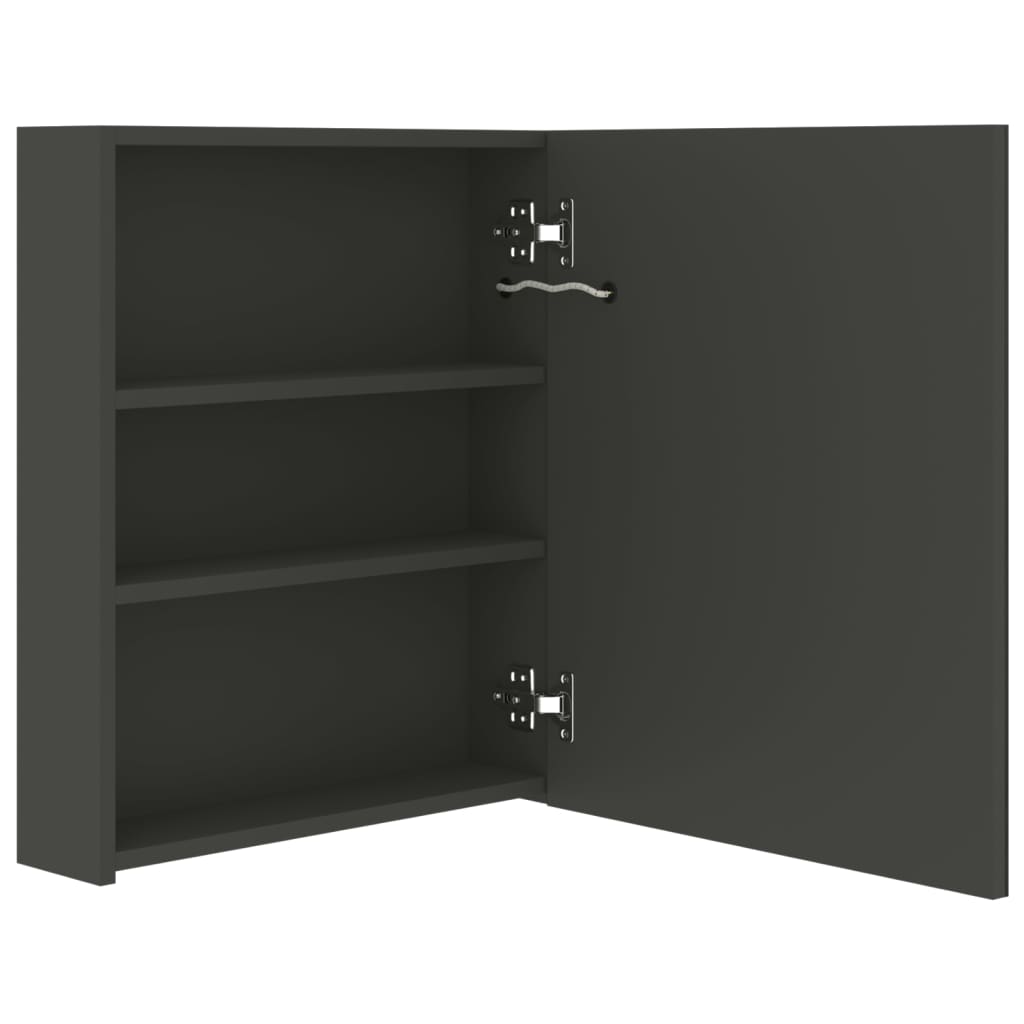 vidaXL LED Bathroom Mirror Cabinet Anthracite 50x14x60 cm
