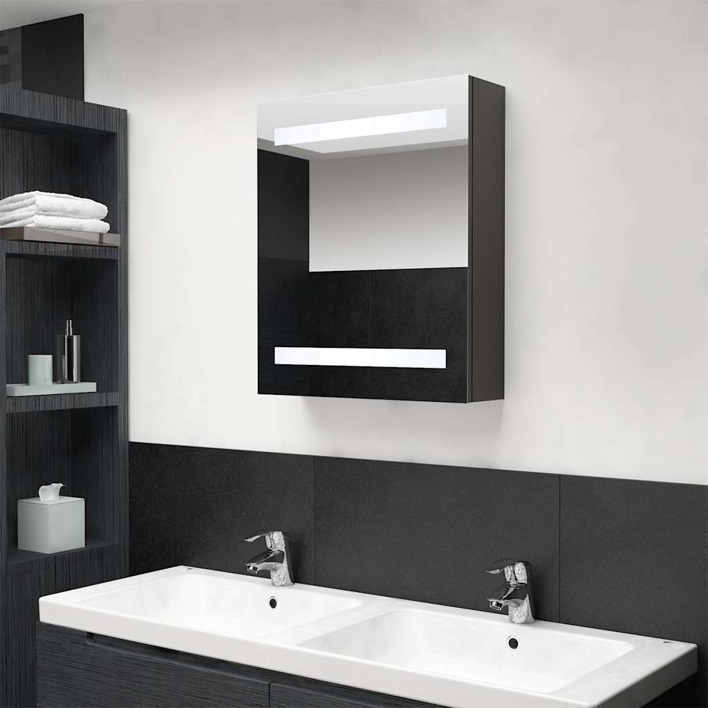 326487 vidaXL LED Bathroom Mirror Cabinet Anthracite 50x14x60 cm