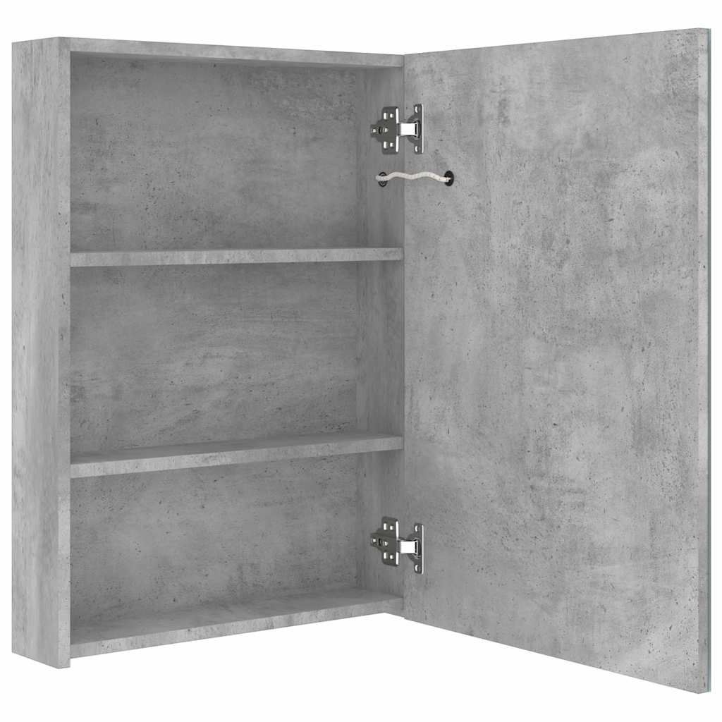 326488 vidaXL LED Bathroom Mirror Cabinet Concrete Grey 50x13x70 cm