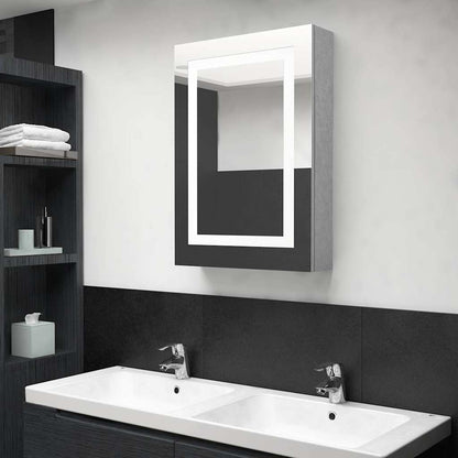 326488 vidaXL LED Bathroom Mirror Cabinet Concrete Grey 50x13x70 cm