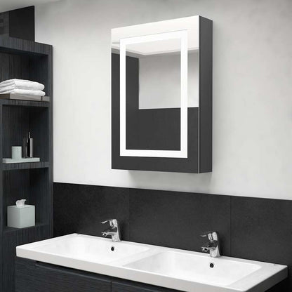 326491 vidaXL LED Bathroom Mirror Cabinet Shining Grey 50x13x70 cm