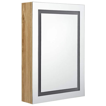 326492 vidaXL LED Bathroom Mirror Cabinet Oak 50x13x70 cm