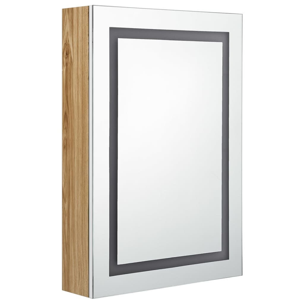 vidaXL LED Bathroom Mirror Cabinet White and Oak 50x13x70 cm