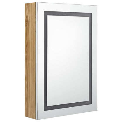 vidaXL LED Bathroom Mirror Cabinet White and Oak 50x13x70 cm
