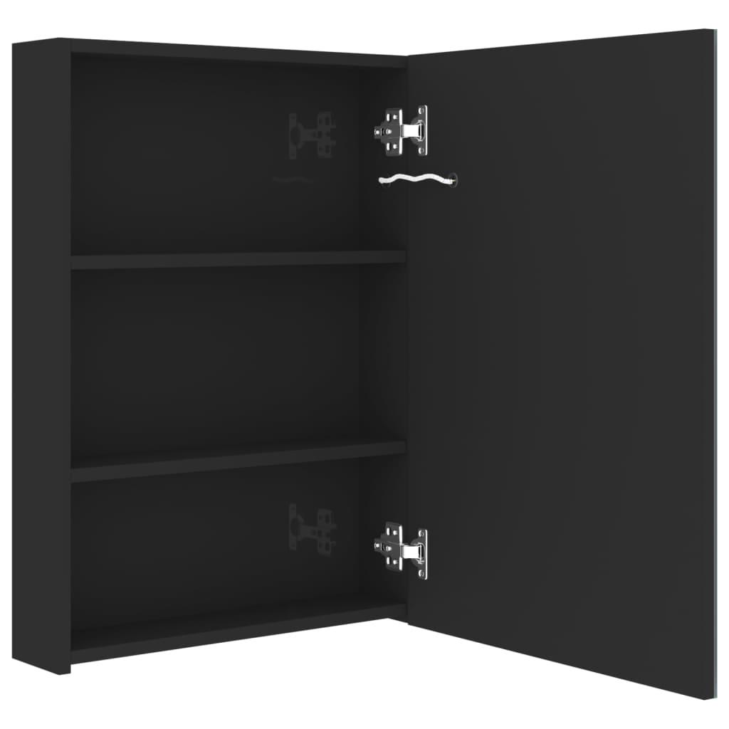 vidaXL Bathroom Cabinet | Shining black | MDF with melamine finish, glass