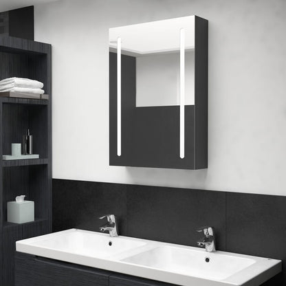 vidaXL Bathroom Cabinet | Shining black | MDF with melamine finish, glass