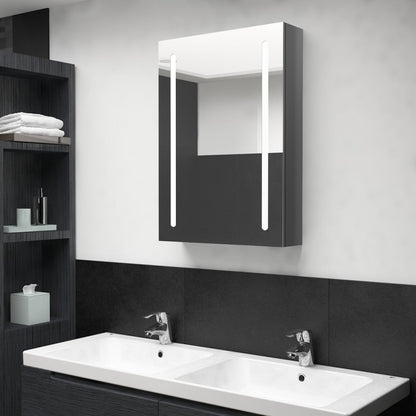 vidaXL Bathroom Cabinet | Shining Grey | MDF in melamine finish, glass