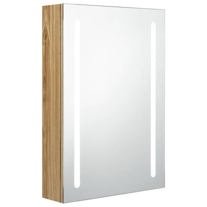 vidaXL Bathroom Cabinet | Oak | MDF with Melamine Finish, Glass | 50x13x70 cm