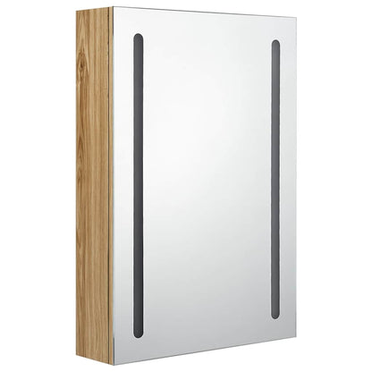 326499 vidaXL LED Bathroom Mirror Cabinet Oak 50x13x70 cm