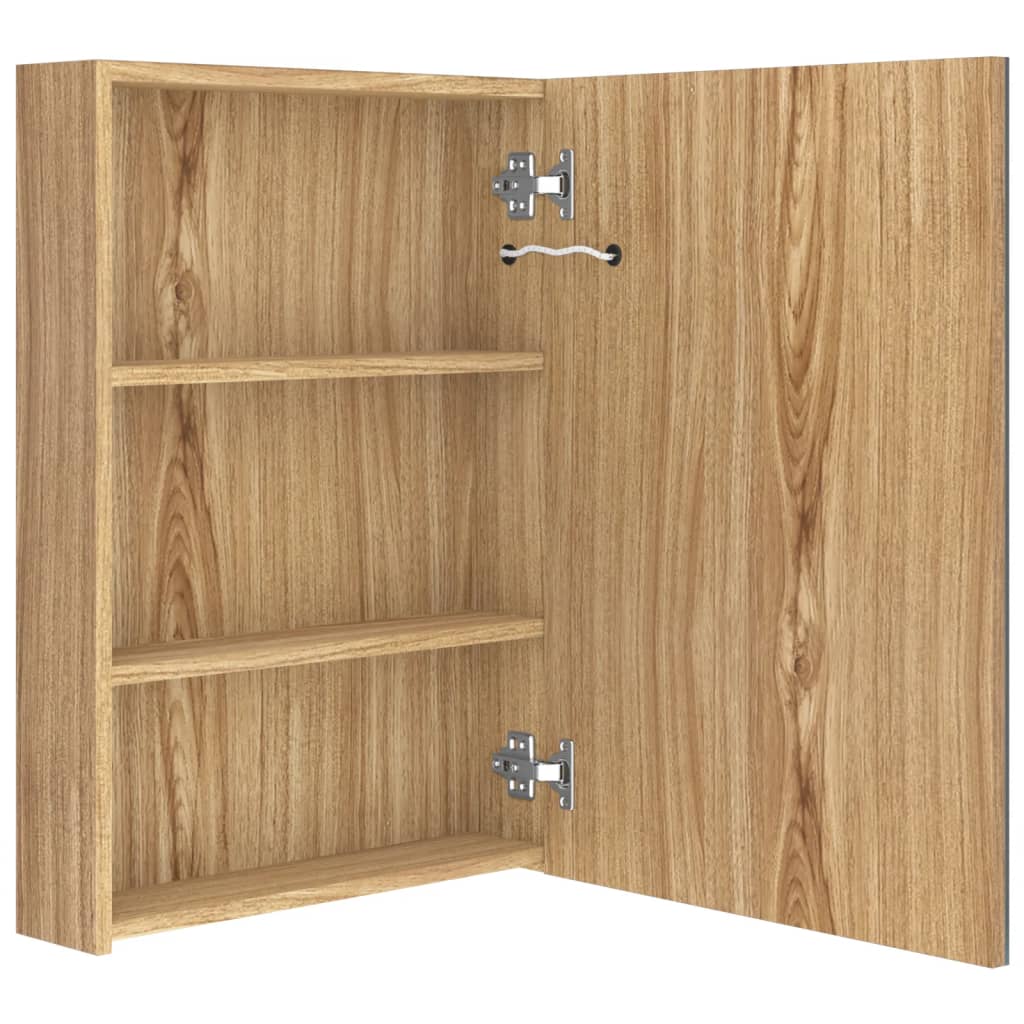 vidaXL Bathroom Cabinet | Oak | MDF with Melamine Finish, Glass | 50x13x70 cm