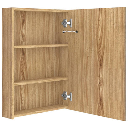 vidaXL Bathroom Cabinet | Oak | MDF with Melamine Finish, Glass | 50x13x70 cm