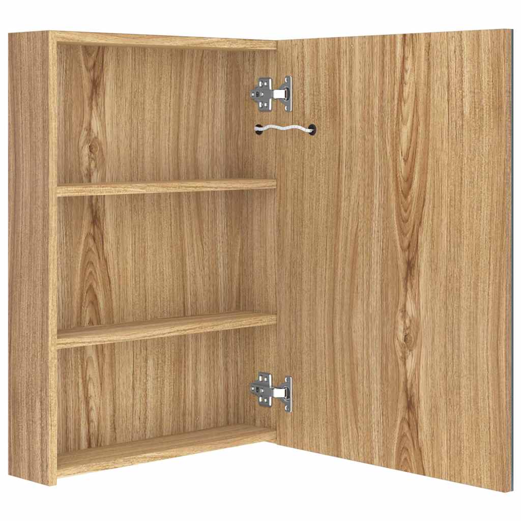 326499 vidaXL LED Bathroom Mirror Cabinet Oak 50x13x70 cm
