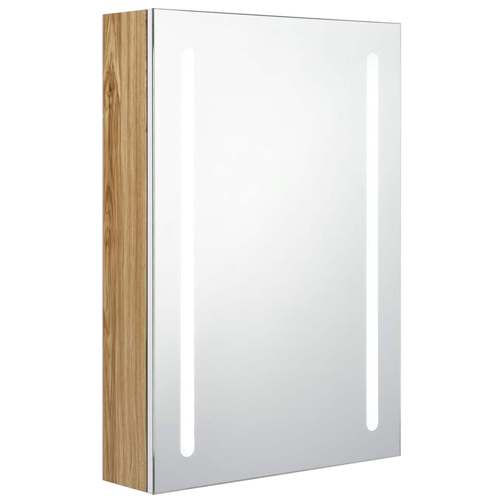 vidaXL LED Bathroom Mirror Cabinet White and Oak 50x13x70 cm