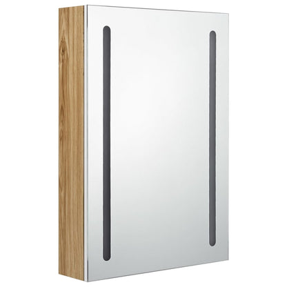vidaXL LED Bathroom Mirror Cabinet White and Oak 50x13x70 cm