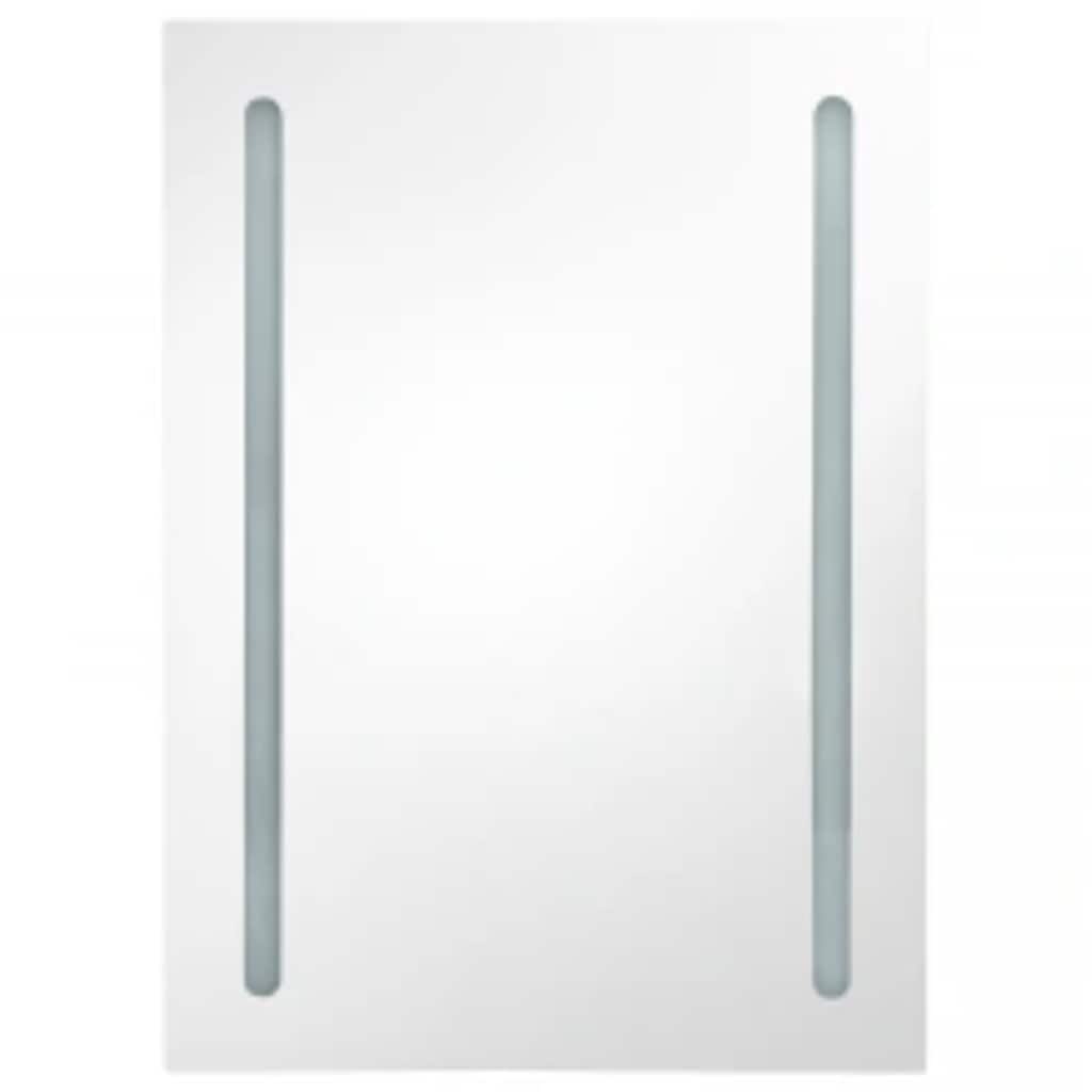 vidaXL LED Bathroom Mirror Cabinet White and Oak 50x13x70 cm