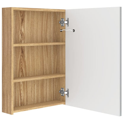 vidaXL LED Bathroom Mirror Cabinet White and Oak 50x13x70 cm