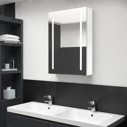 vidaXL Bathroom Cabinet | Shining White | MDF with melamine finish, glass