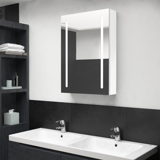 vidaXL Bathroom Cabinet | Shining White | MDF with melamine finish, glass
