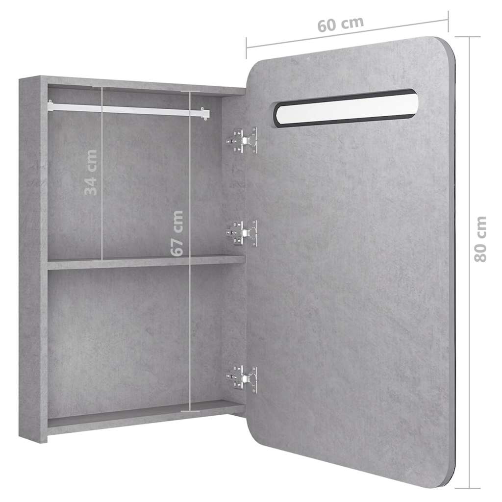 vidaXL Bathroom Cabinet | Concrete grey | MDF with melamine finish, glass