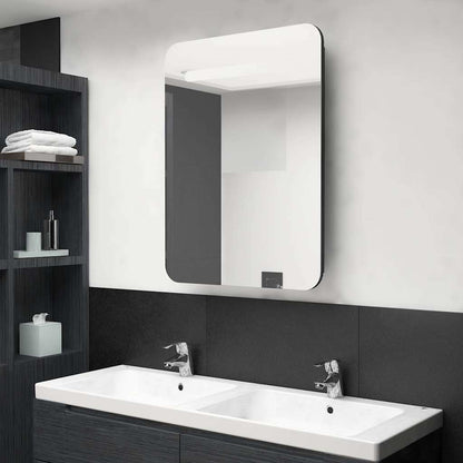 326503 vidaXL LED Bathroom Mirror Cabinet Black 60x11x80 cm