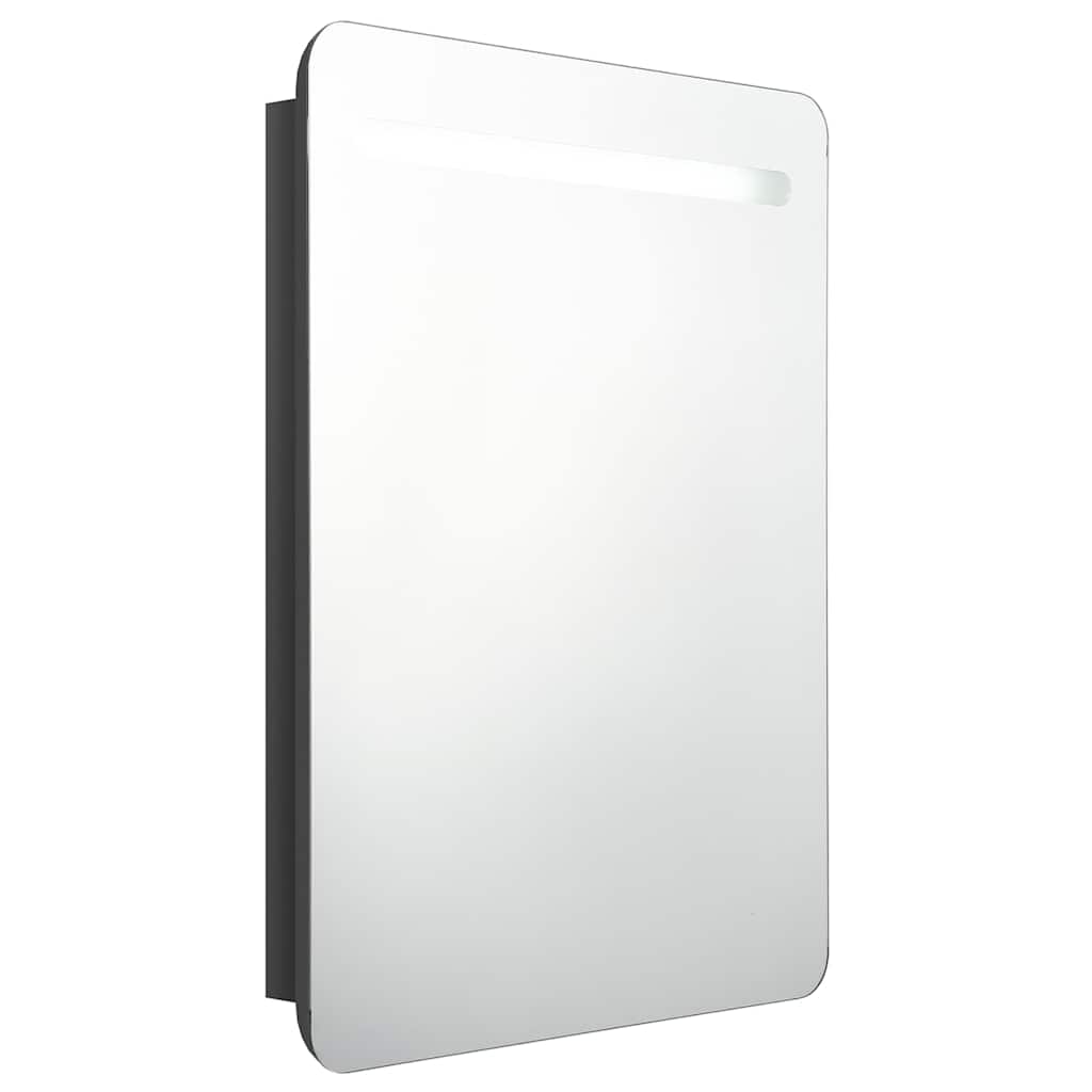 326504 vidaXL LED Bathroom Mirror Cabinet Shining Black 60x11x80 cm