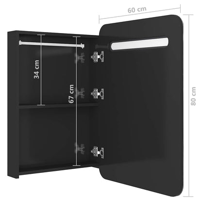 326504 vidaXL LED Bathroom Mirror Cabinet Shining Black 60x11x80 cm