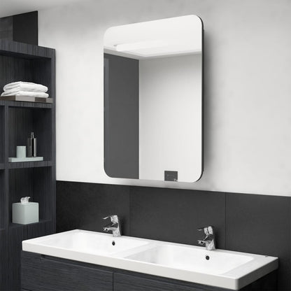 326504 vidaXL LED Bathroom Mirror Cabinet Shining Black 60x11x80 cm