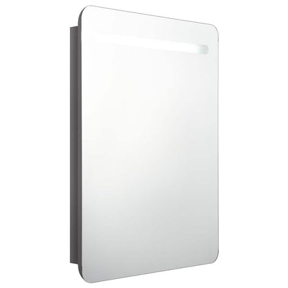 326506 vidaXL LED Bathroom Mirror Cabinet Shining Grey 60x11x80 cm