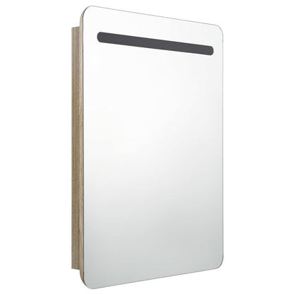 vidaXL LED Bathroom Mirror Cabinet Oak 60x11x80 cm