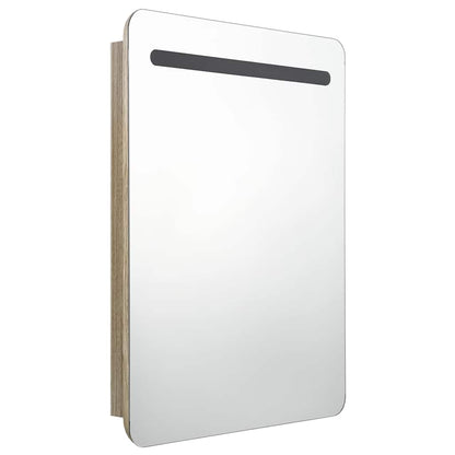 326507 vidaXL LED Bathroom Mirror Cabinet Oak 60x11x80 cm