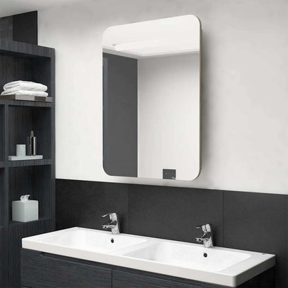 326507 vidaXL LED Bathroom Mirror Cabinet Oak 60x11x80 cm