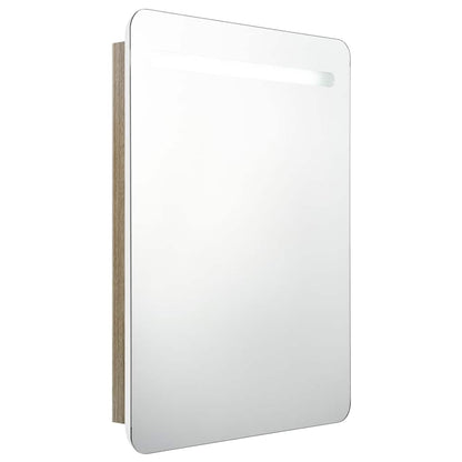 326508 vidaXL LED Bathroom Mirror Cabinet White and Oak 60x11x80 cm