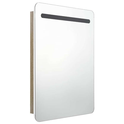 326508 vidaXL LED Bathroom Mirror Cabinet White and Oak 60x11x80 cm