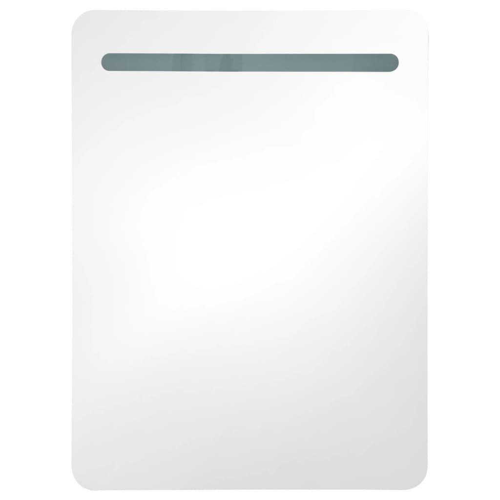 vidaXL LED Bathroom Mirror Cabinet White and Oak 60x11x80 cm