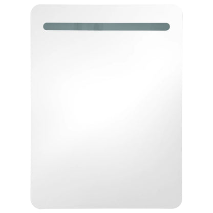 vidaXL LED Bathroom Mirror Cabinet White and Oak 60x11x80 cm