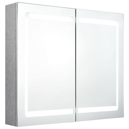 vidaXL LED Bathroom Mirror Cabinet Concrete Grey 80x12x68 cm