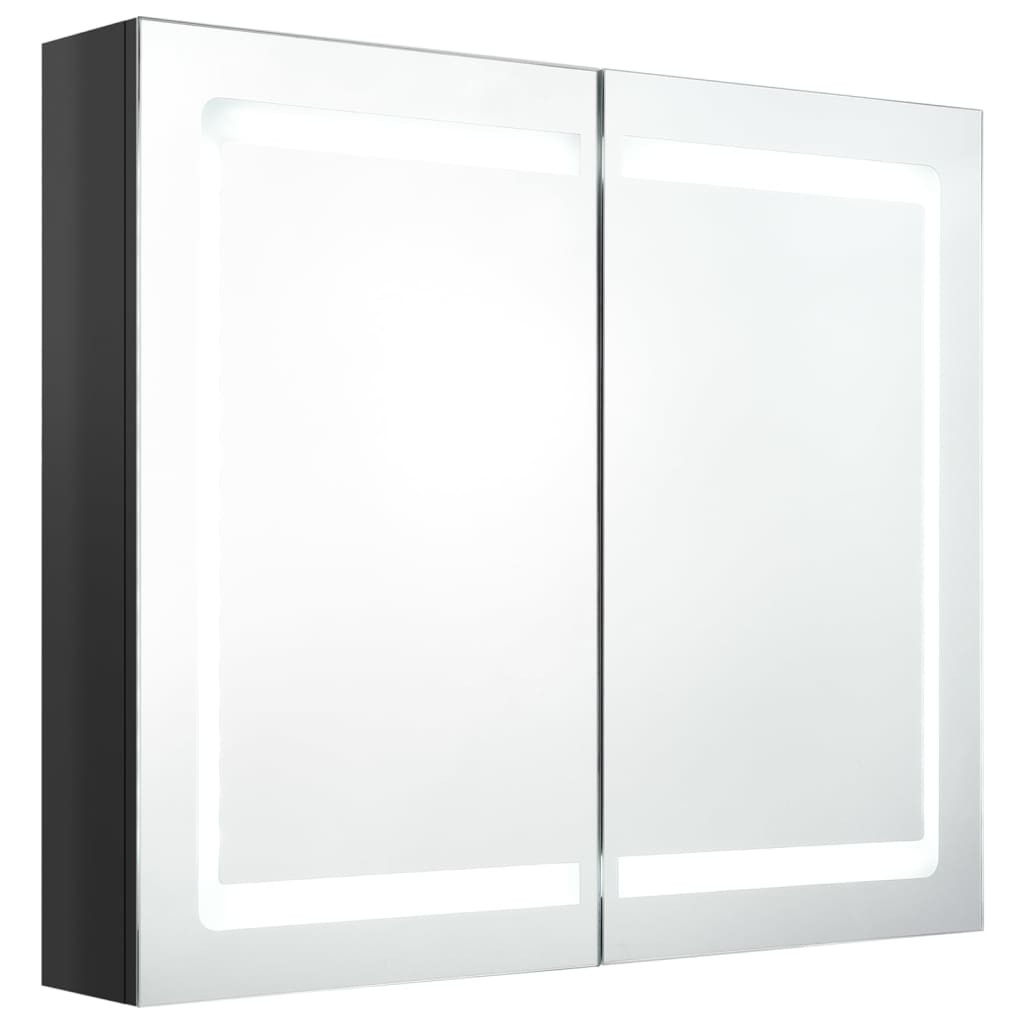 326512 vidaXL LED Bathroom Mirror Cabinet Shining Black 80x12x68 cm