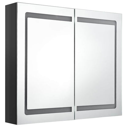 326512 vidaXL LED Bathroom Mirror Cabinet Shining Black 80x12x68 cm