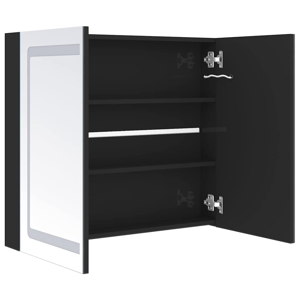 326512 vidaXL LED Bathroom Mirror Cabinet Shining Black 80x12x68 cm