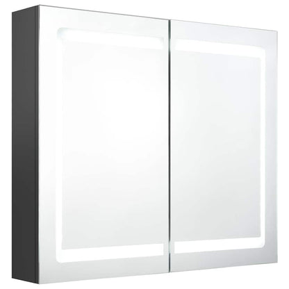 326513 vidaXL LED Bathroom Mirror Cabinet Grey 80x12x68 cm