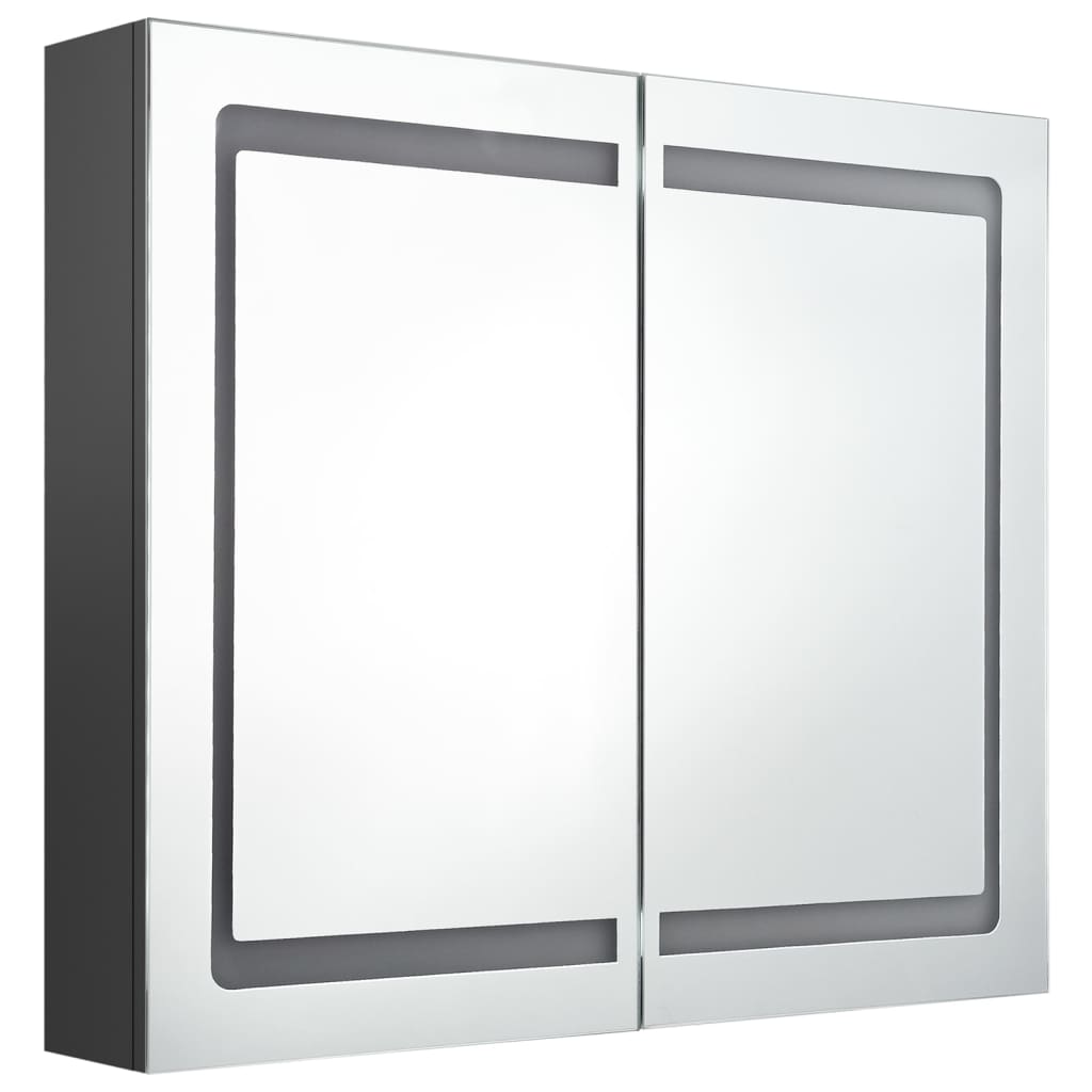 vidaXL LED Bathroom Mirror Cabinet Grey 80x12x68 cm