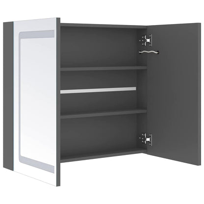326513 vidaXL LED Bathroom Mirror Cabinet Grey 80x12x68 cm