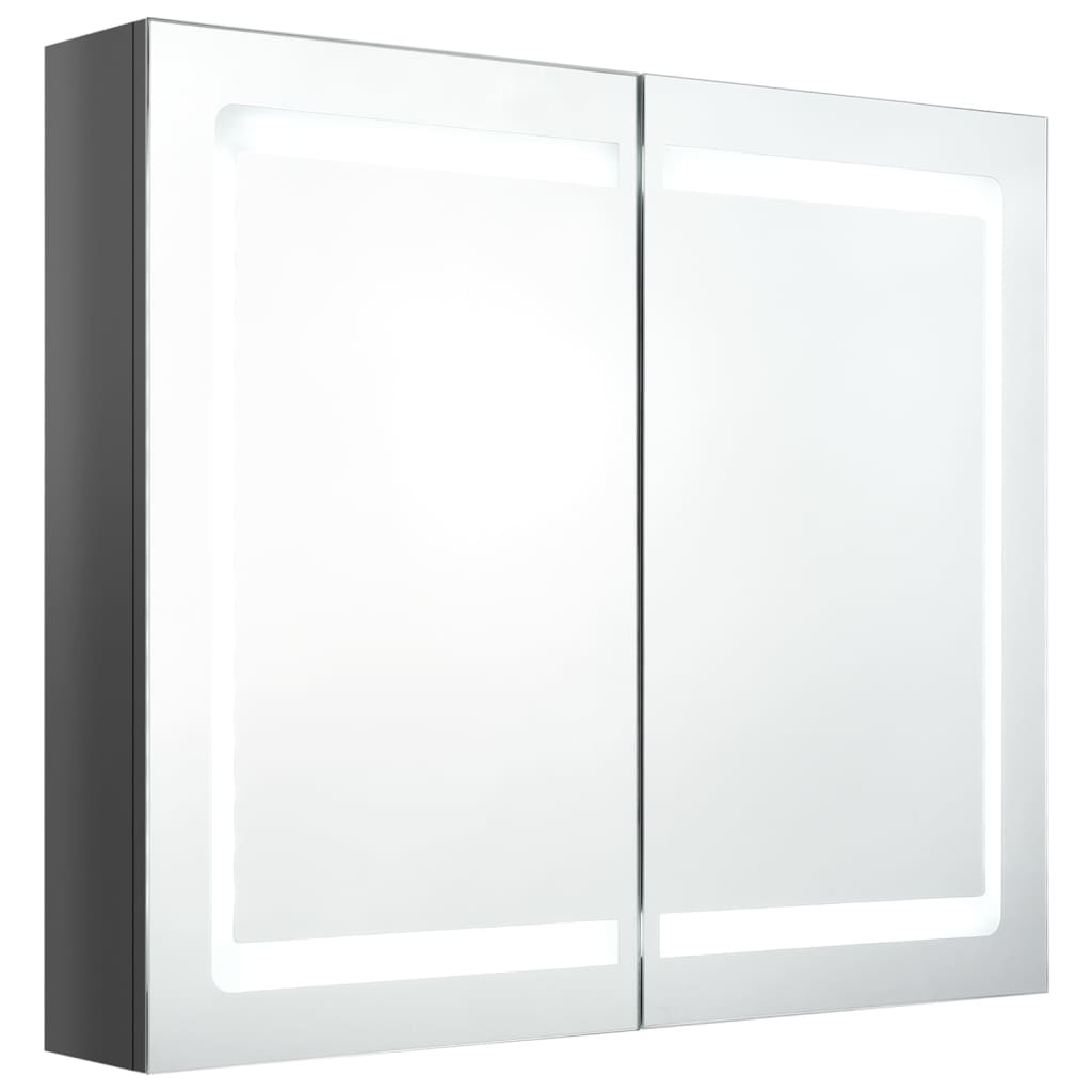 vidaXL Bathroom Cabinet | Shining Grey | MDF in Melamine Finish, Glass