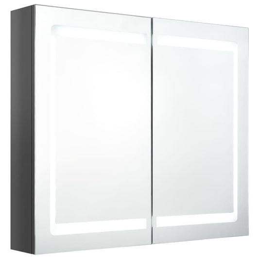 vidaXL Bathroom Cabinet | Shining Grey | MDF in Melamine Finish, Glass