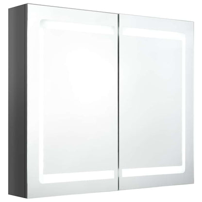 326514 vidaXL LED Bathroom Mirror Cabinet Shining Grey 80x12x68 cm