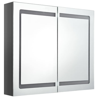 vidaXL Bathroom Cabinet | Shining Grey | MDF in Melamine Finish, Glass
