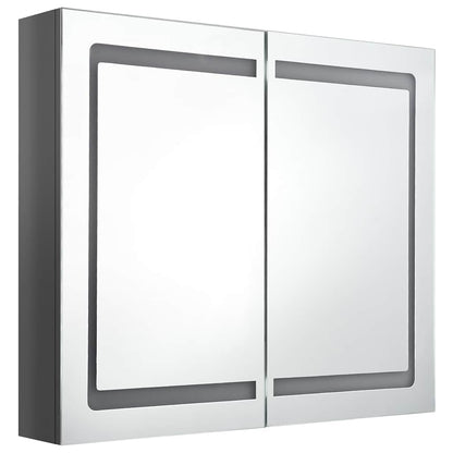 326514 vidaXL LED Bathroom Mirror Cabinet Shining Grey 80x12x68 cm